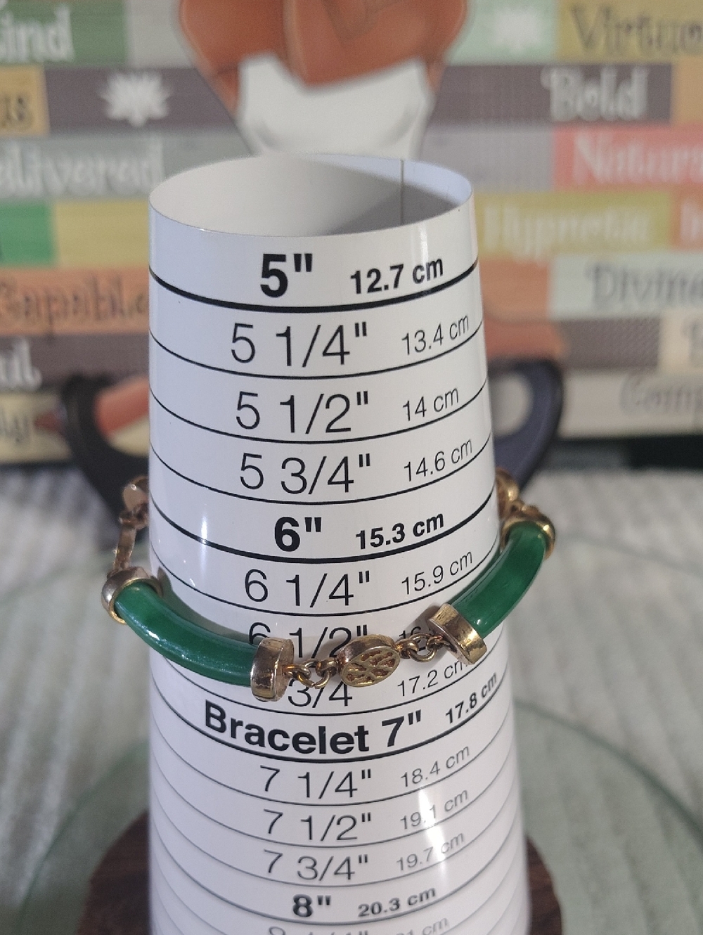Vintage Bracelet Chinese Jade Gold Tone